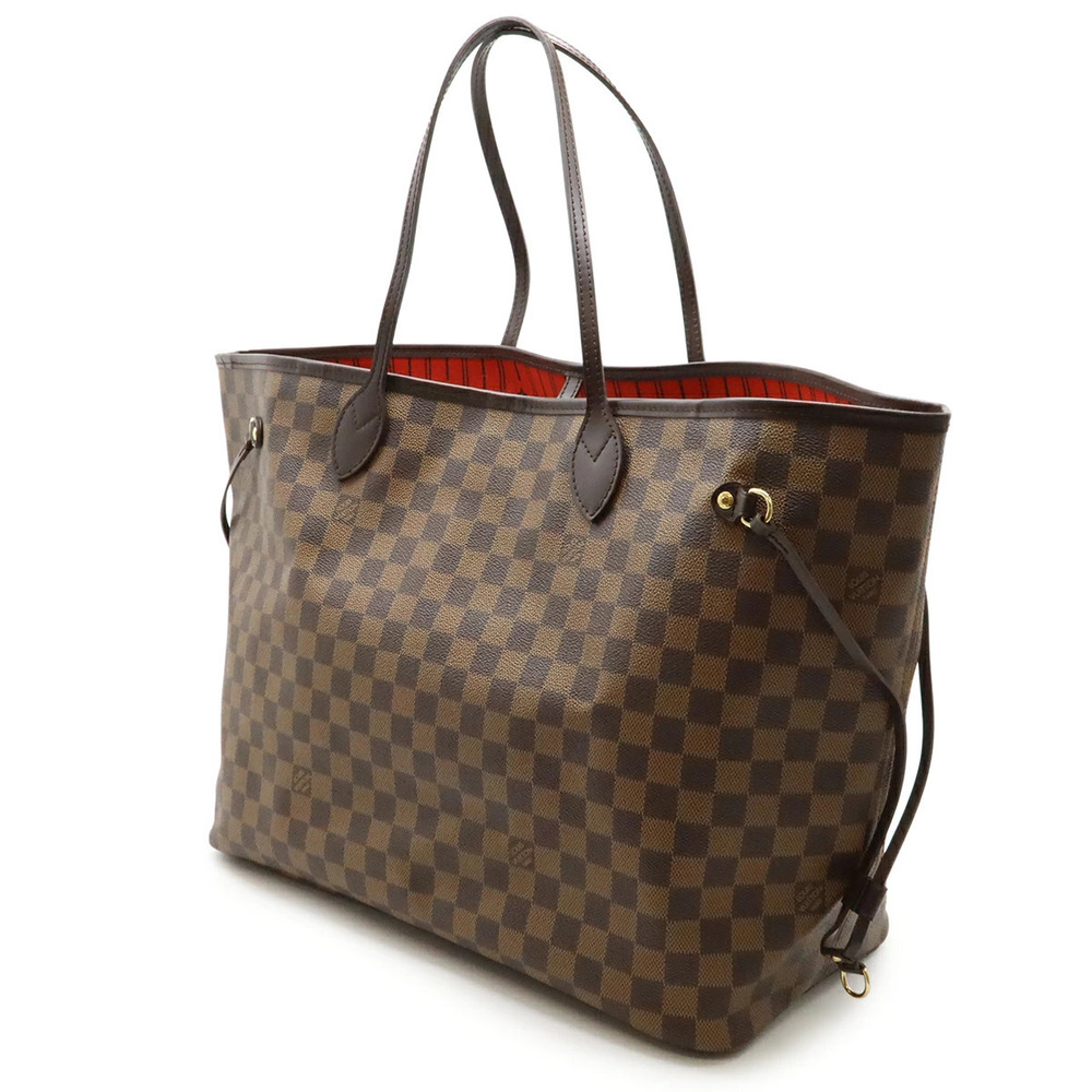 Louis Vuitton Neverfull Bag Shoulder Tote Pouch Damier Brown